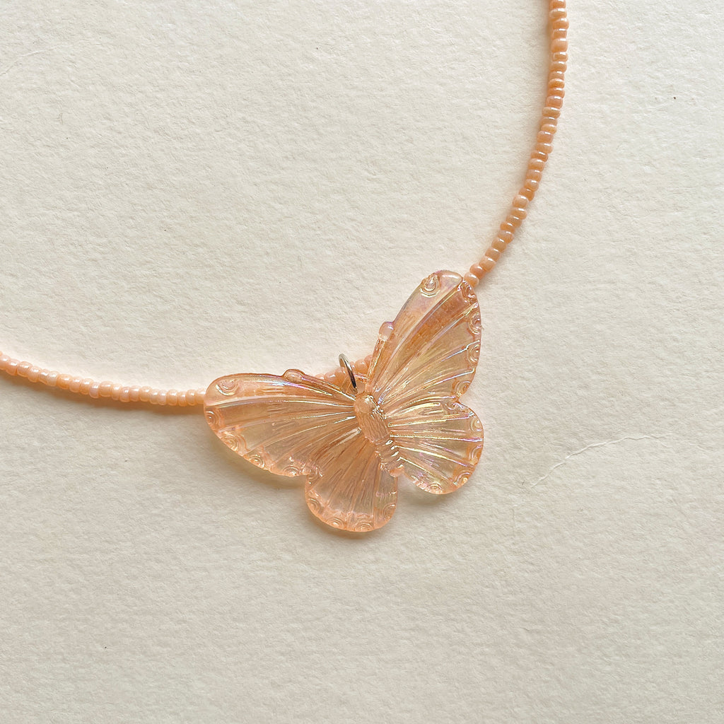 Orange butterfly pendant necklace ✨