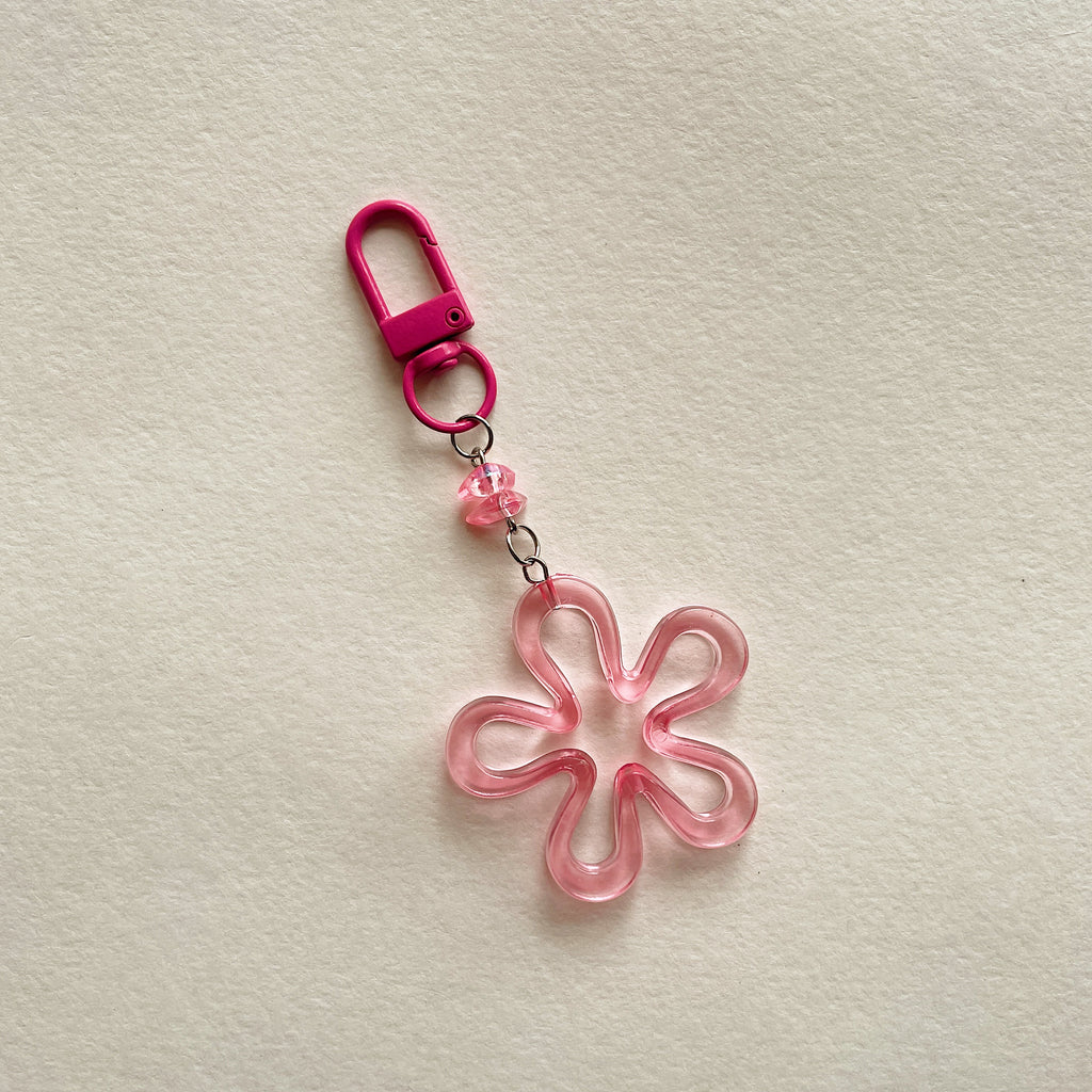 Pink big flower keychain ✨