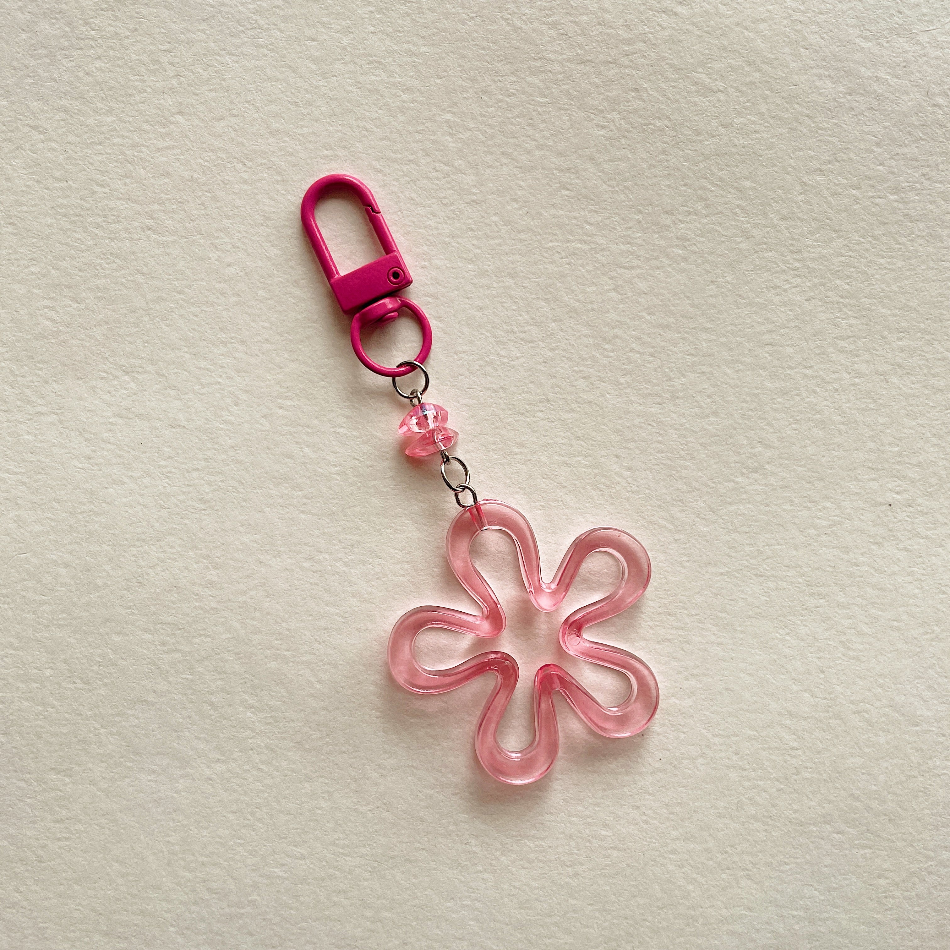 Pink big flower keychain ✨
