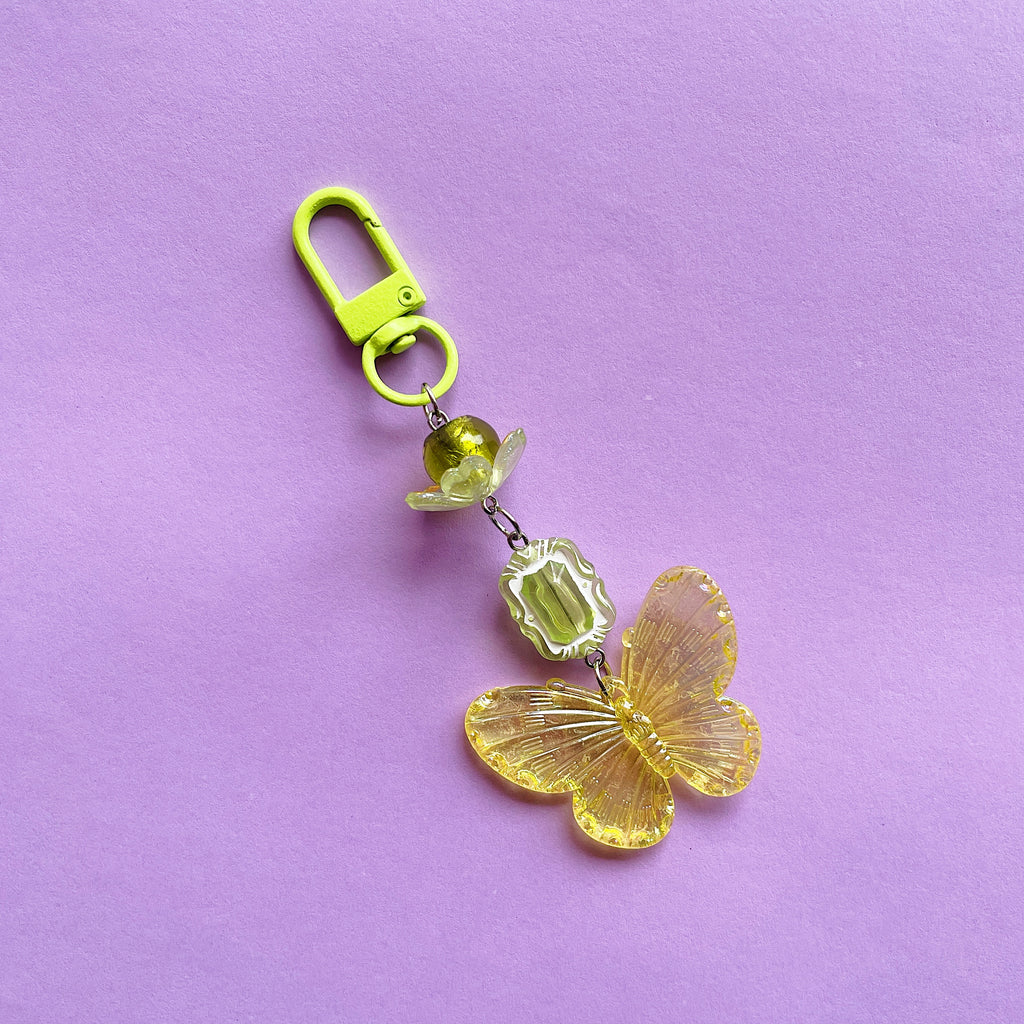 Lime green butterfly keychain ✨