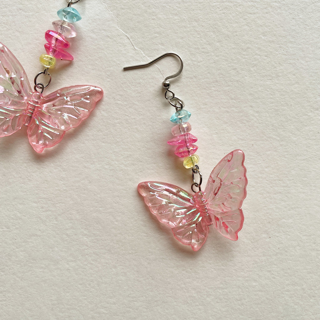 Pink butterfly earrings ✨