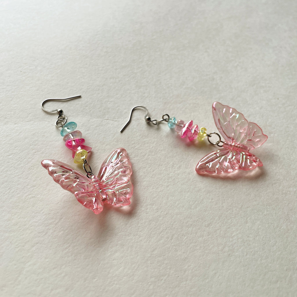 Pink butterfly earrings ✨