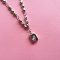 Metallic pink heart pendant necklace ✨