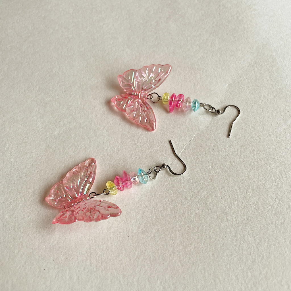 Pink butterfly earrings ✨