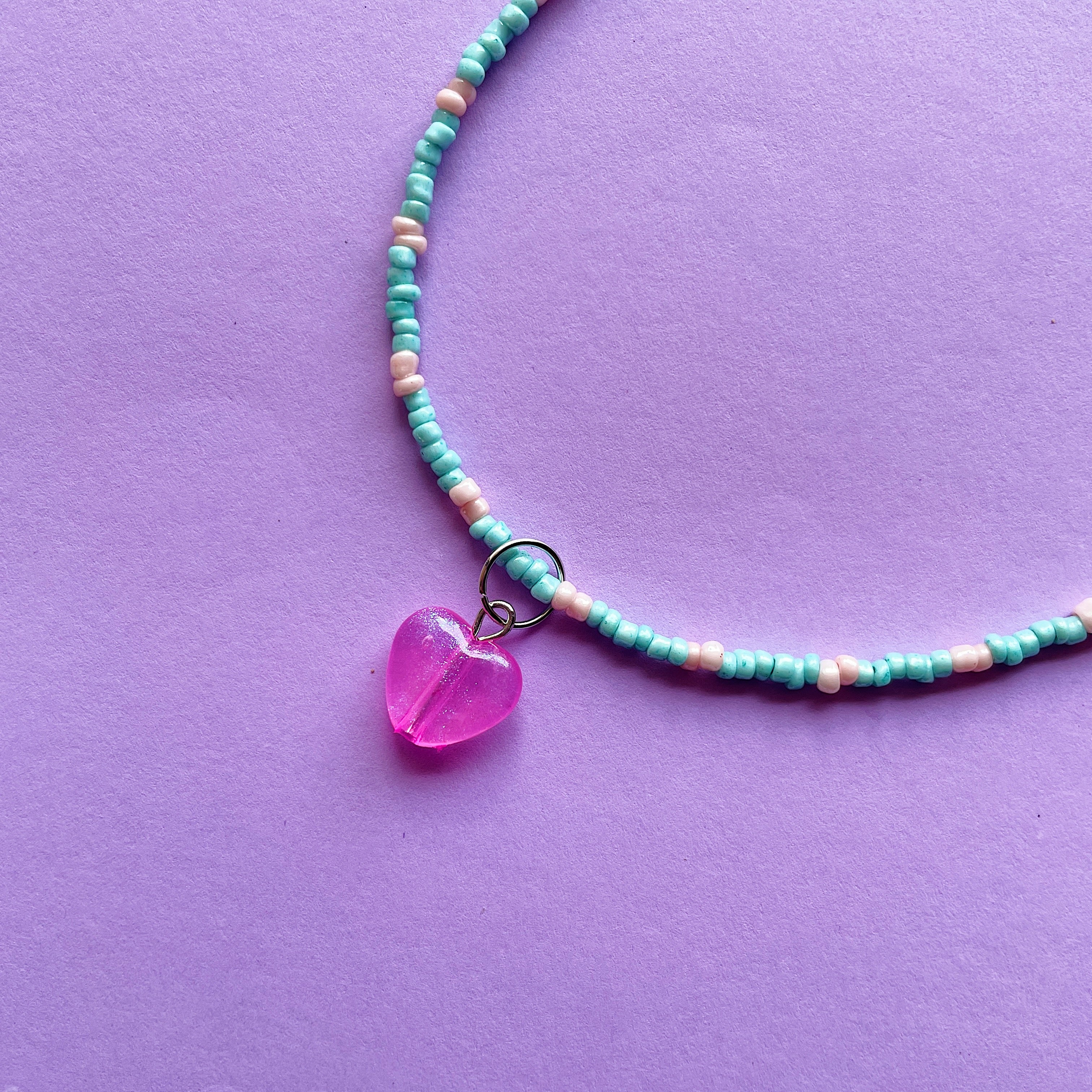Pink heart pendant necklace ✨