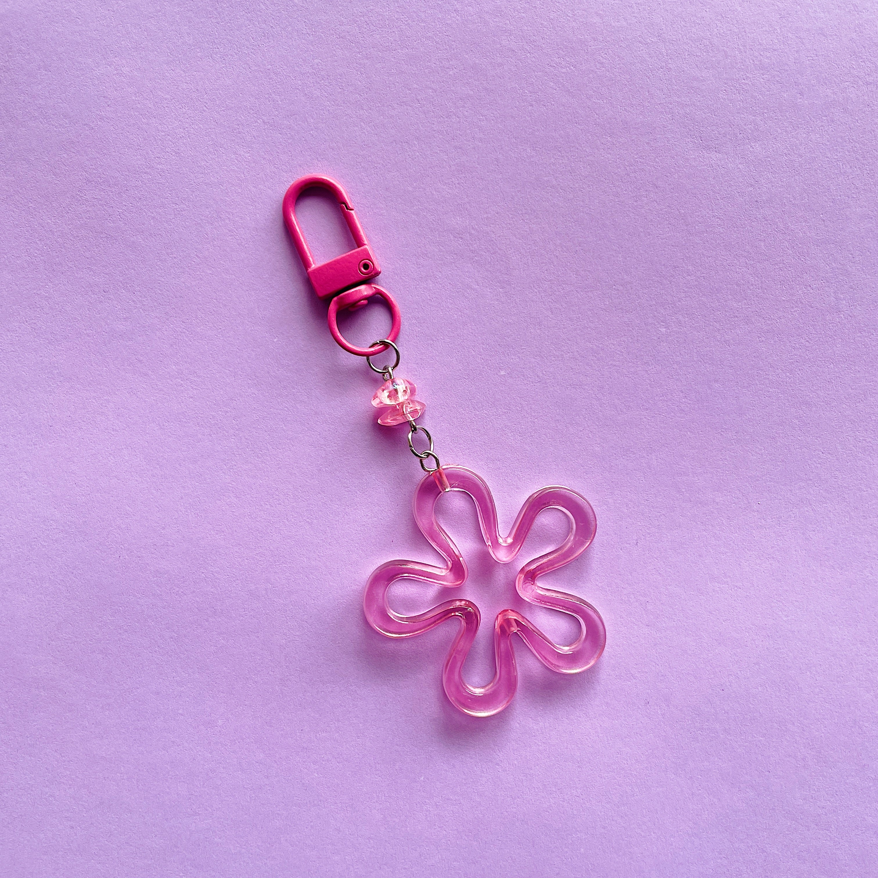 Pink big flower keychain ✨
