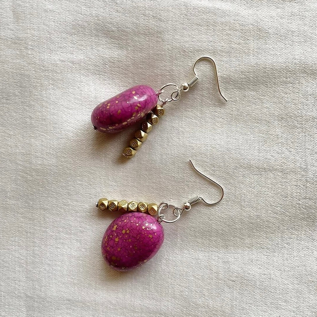 Big bean beaded earrings ✨