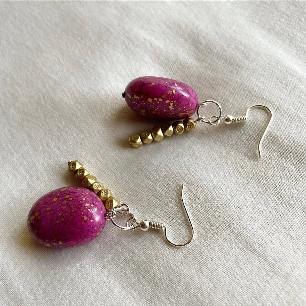 Big bean beaded earrings ✨