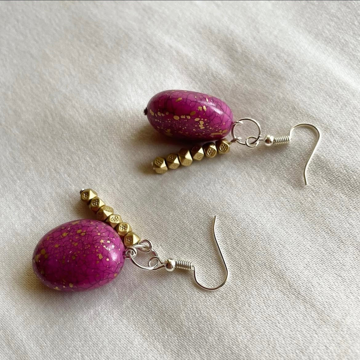 Big bean beaded earrings ✨