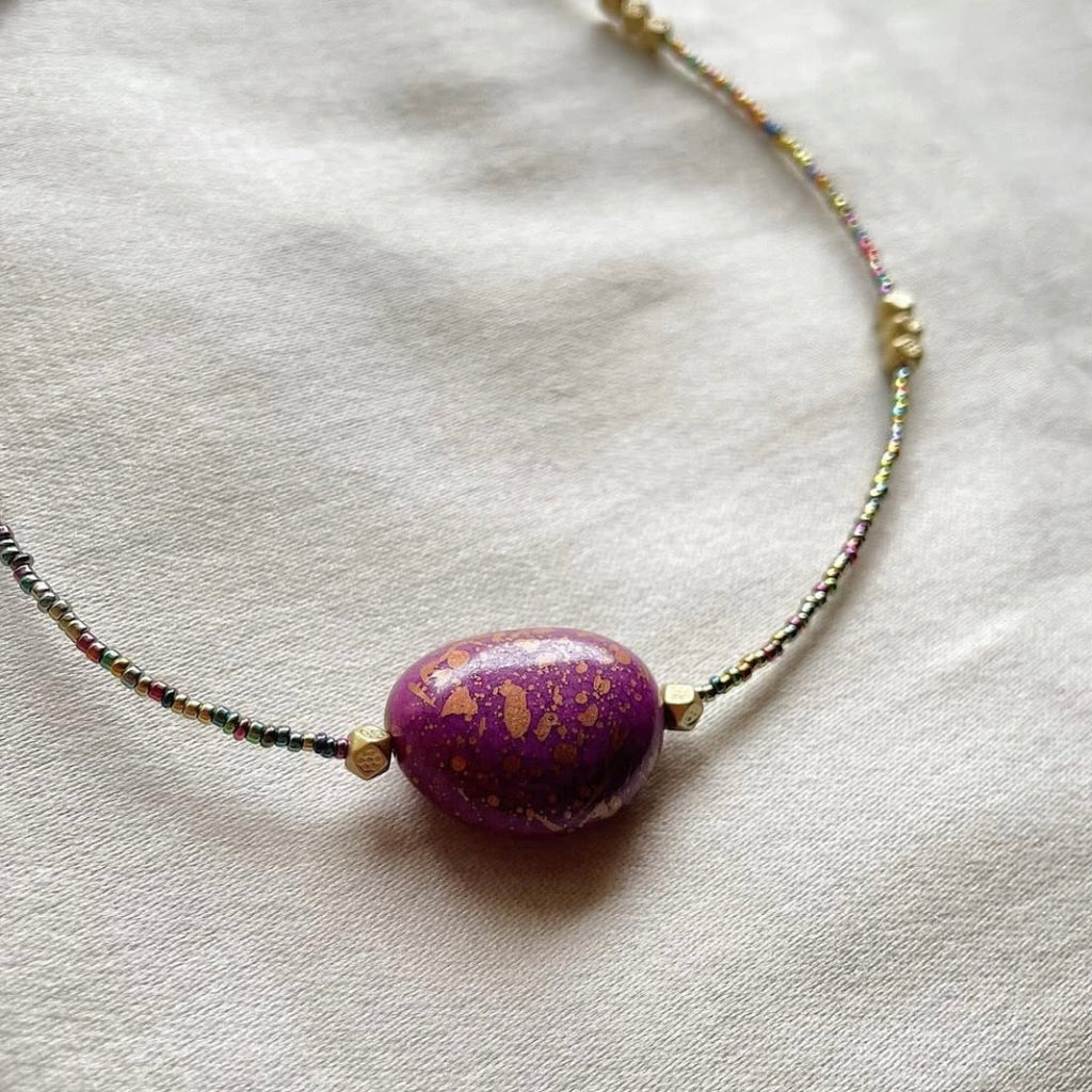 Big bean beaded necklace ✨