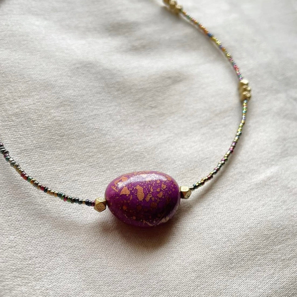 Big bean beaded necklace ✨