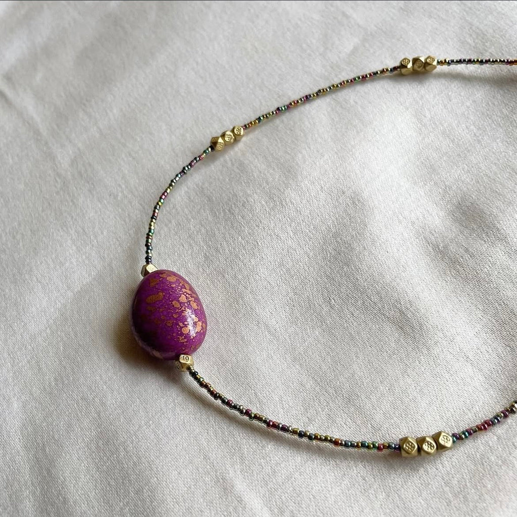 Big bean beaded necklace ✨
