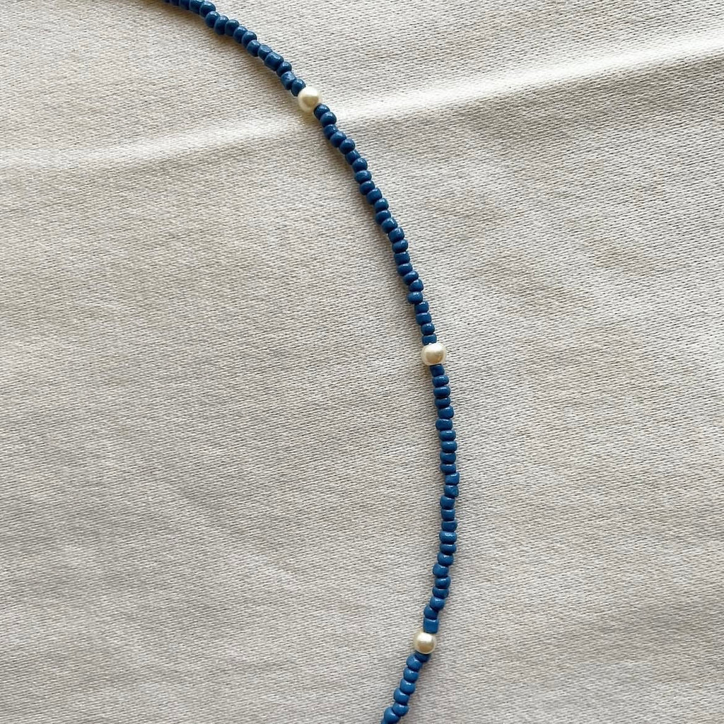 Blueberry pearl + 🍊 beaded necklace ✨