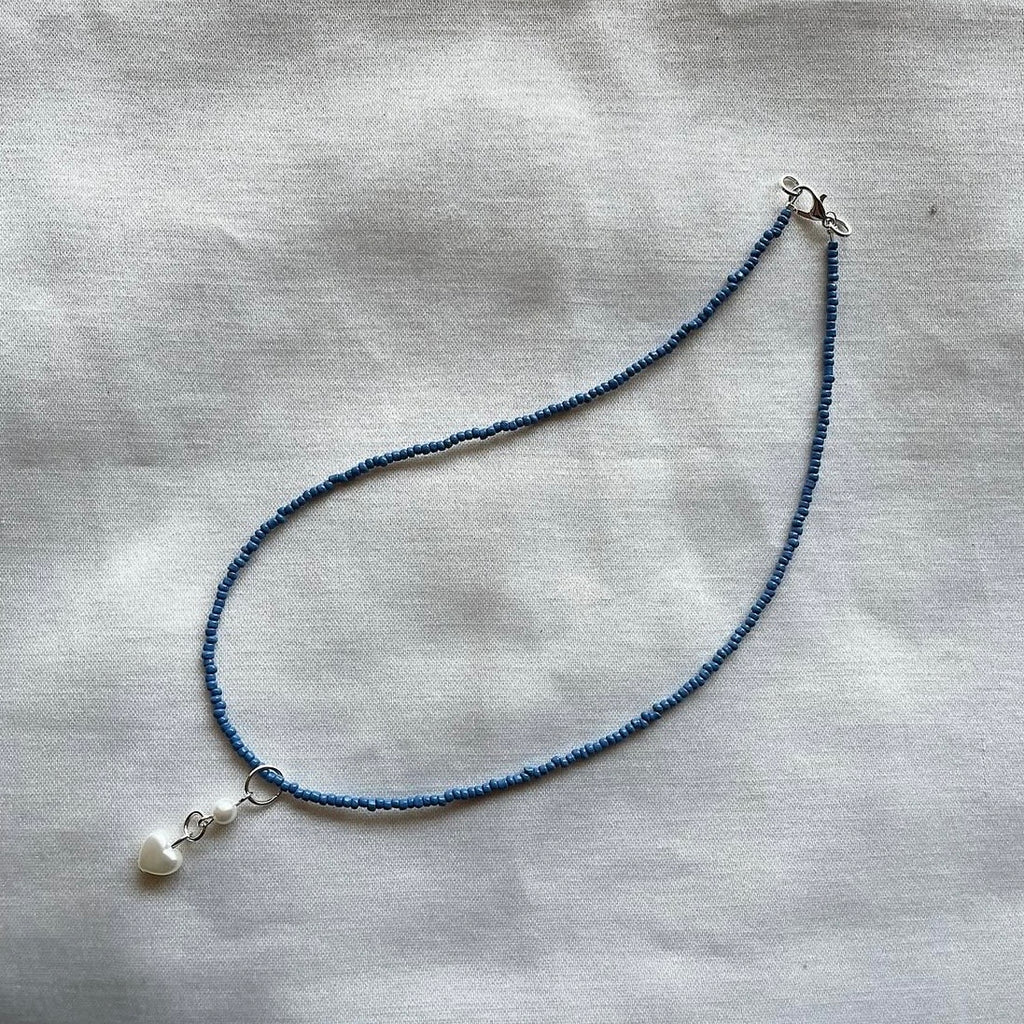 Blueberry + 🤍 beaded necklace ✨