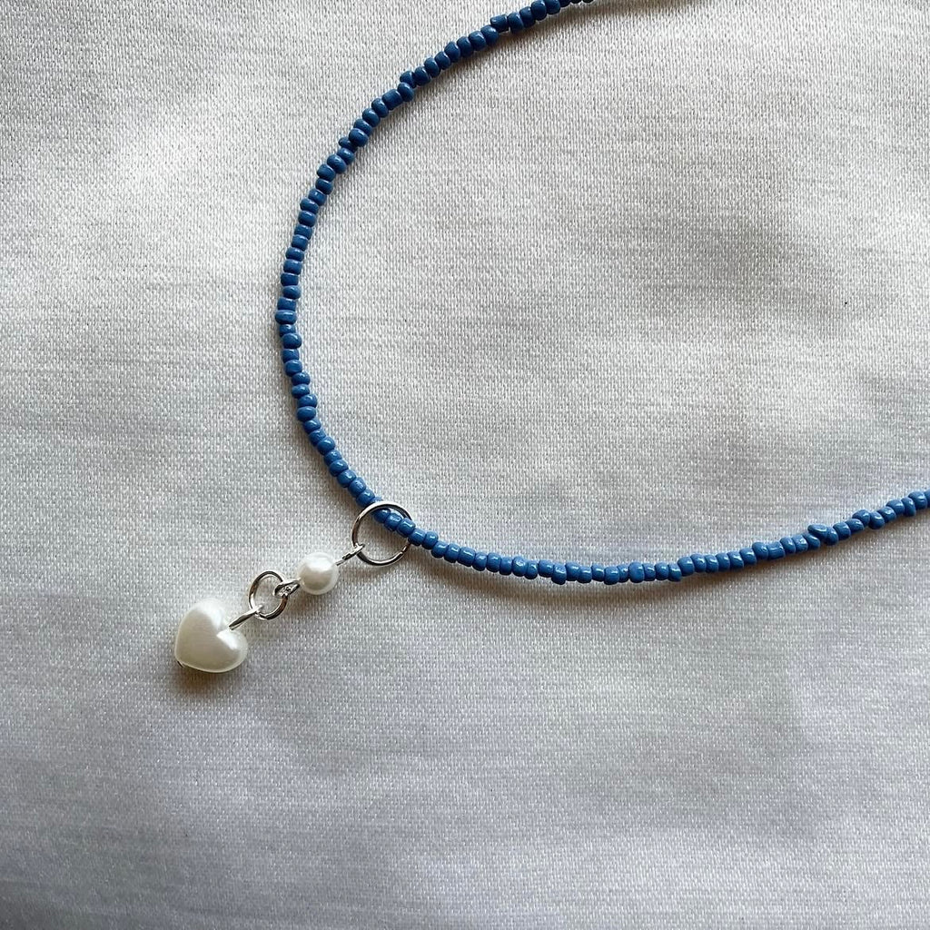 Blueberry + 🤍 beaded necklace ✨