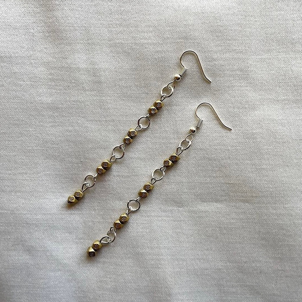 Muted gold longline beaded earrings ✨