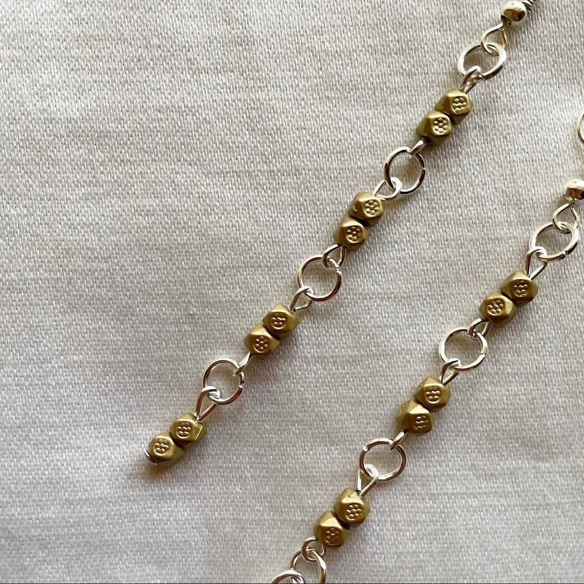 Muted gold longline beaded earrings ✨