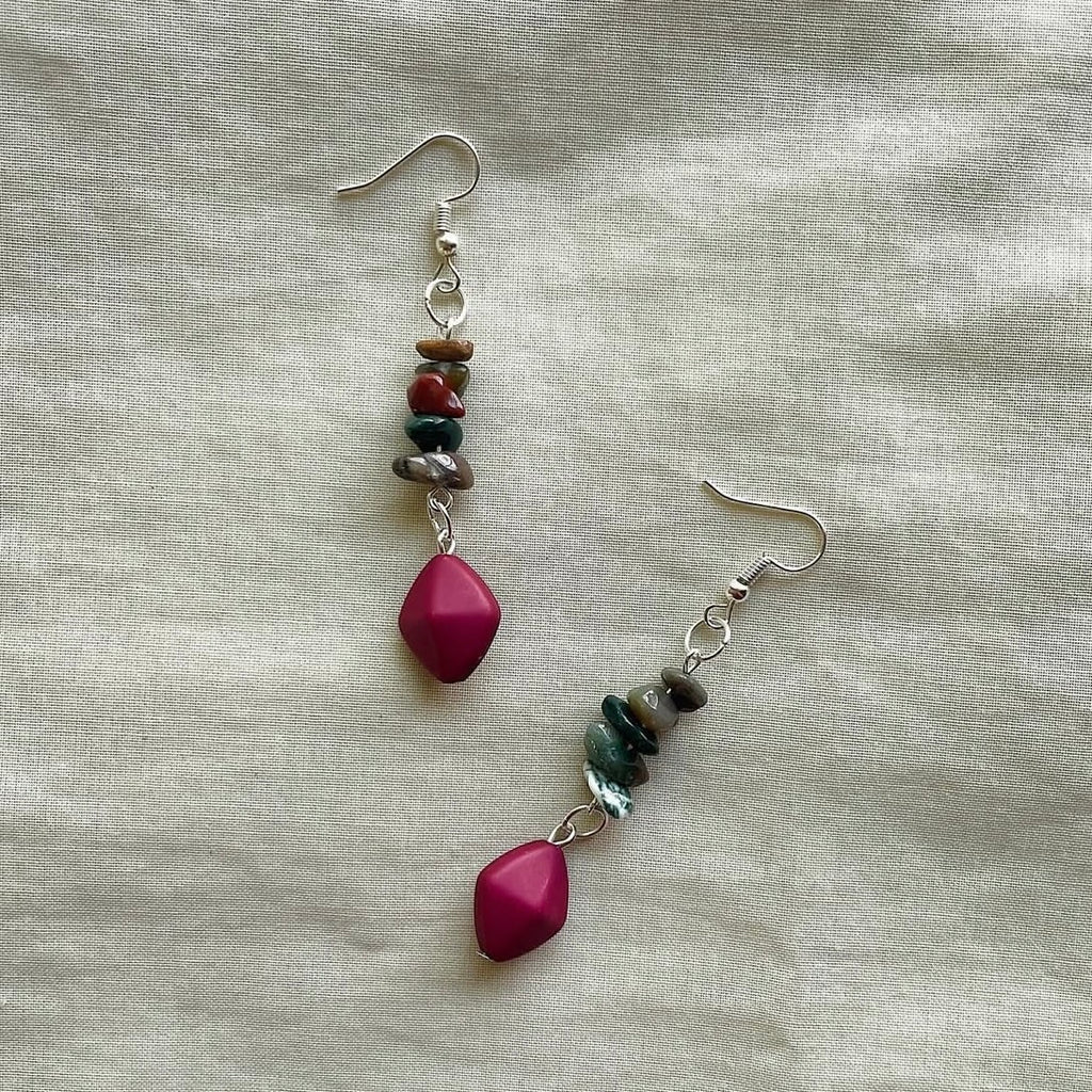 Earthy and ♦️ beaded earrings ✨