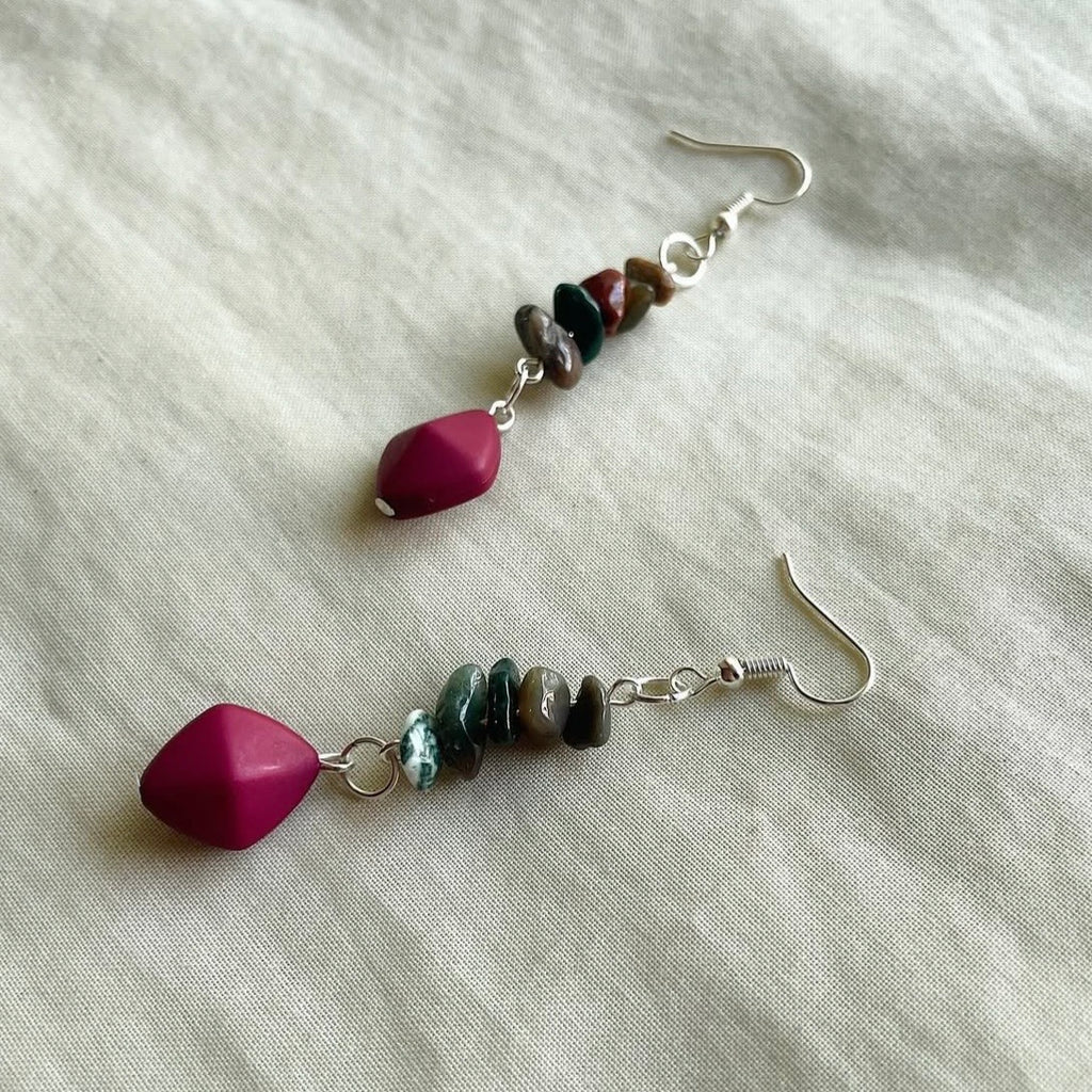 Earthy and ♦️ beaded earrings ✨