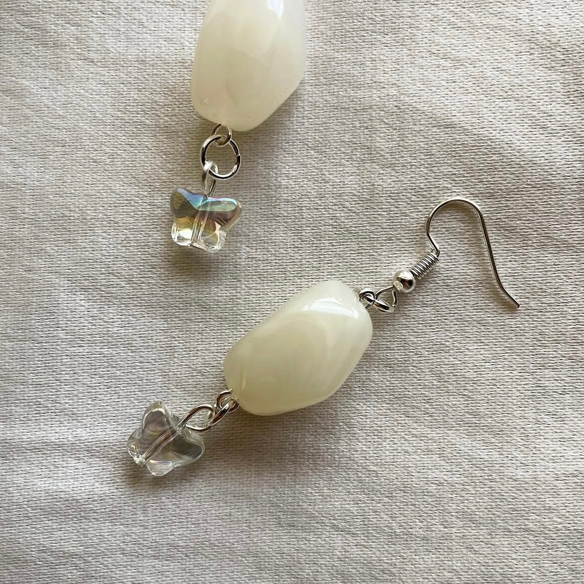 Milk + 🦋 beaded earrings ✨