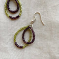 Fern & deep purple loop beaded earrings ✨