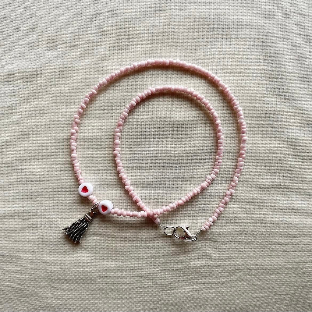 Tassel hearts beaded necklace ✨