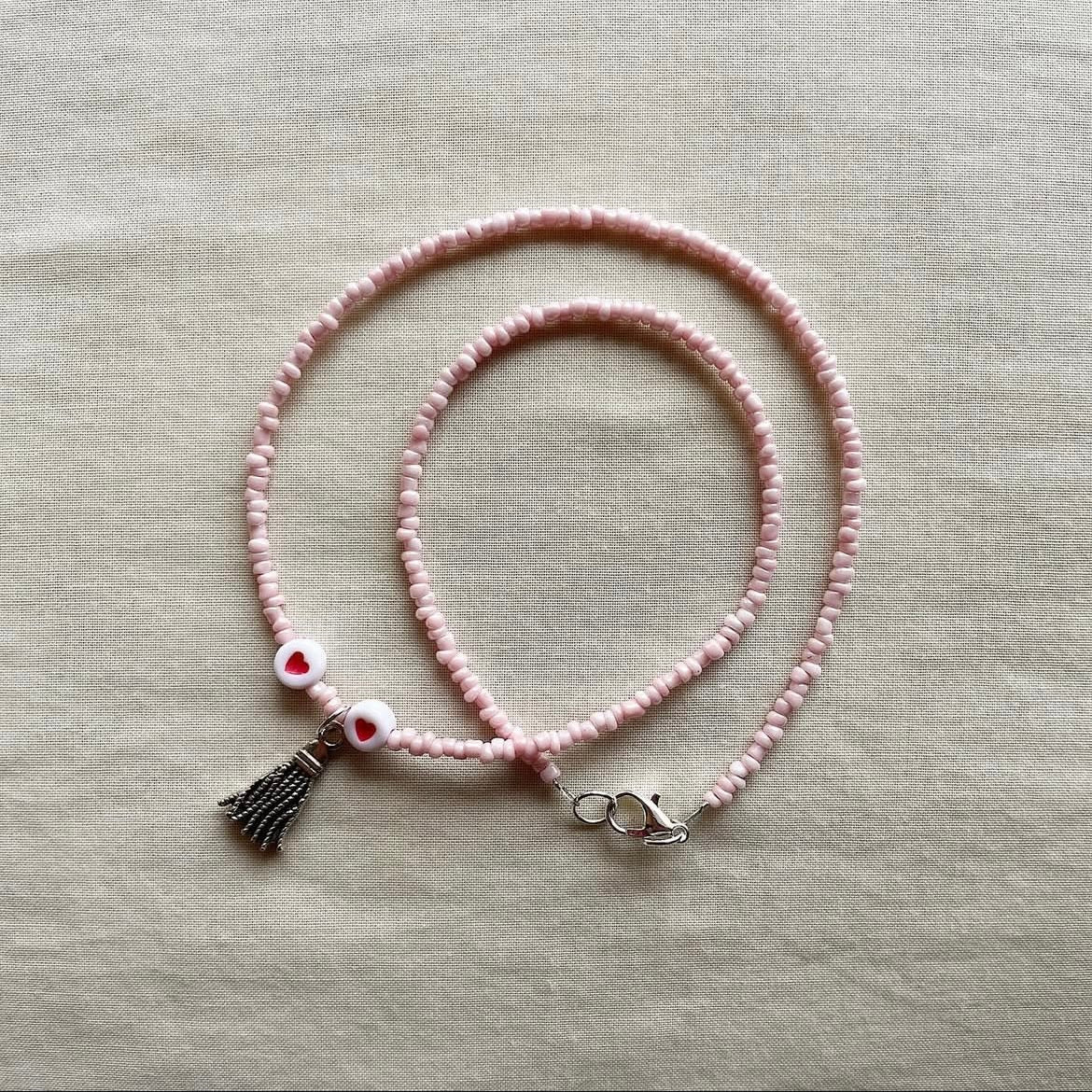 Tassel hearts beaded necklace ✨