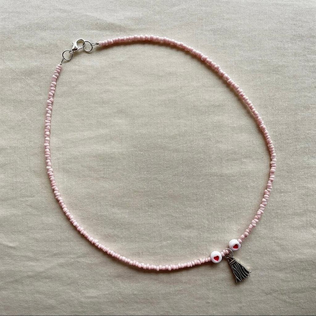 Tassel hearts beaded necklace ✨