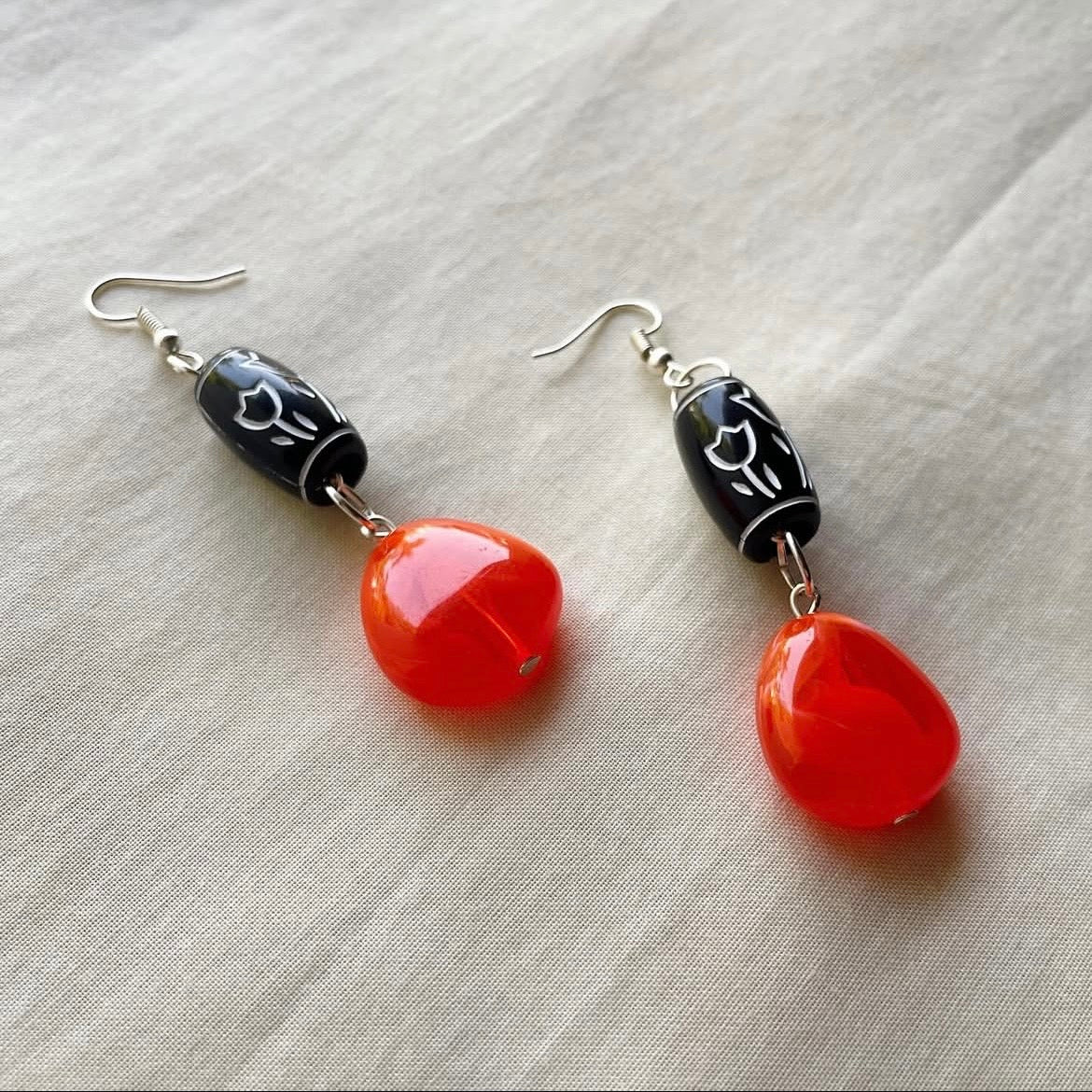 Orange 🌷beaded earrings ✨