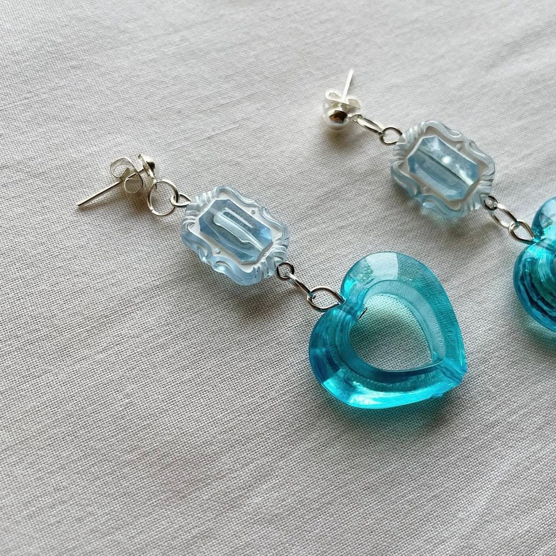 Blue heart 🩵 beaded earrings ✨