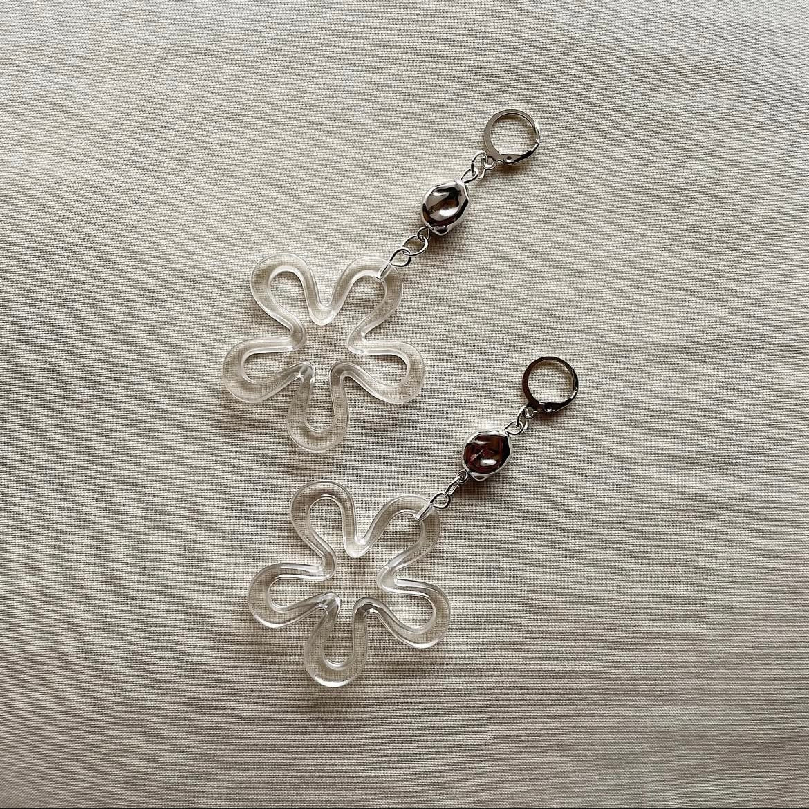 Big Flower beaded earrings ✨