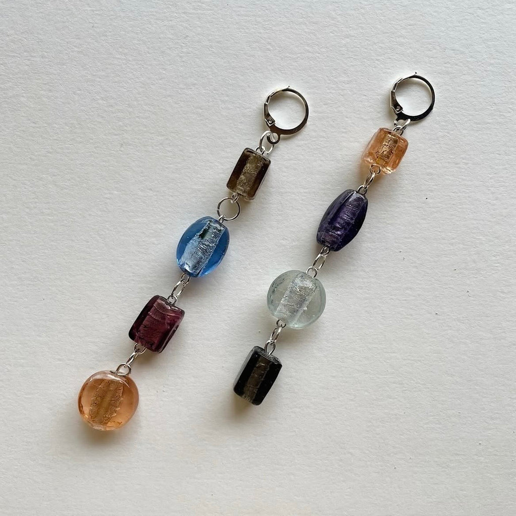 Mismatched foil beaded earrings ✨