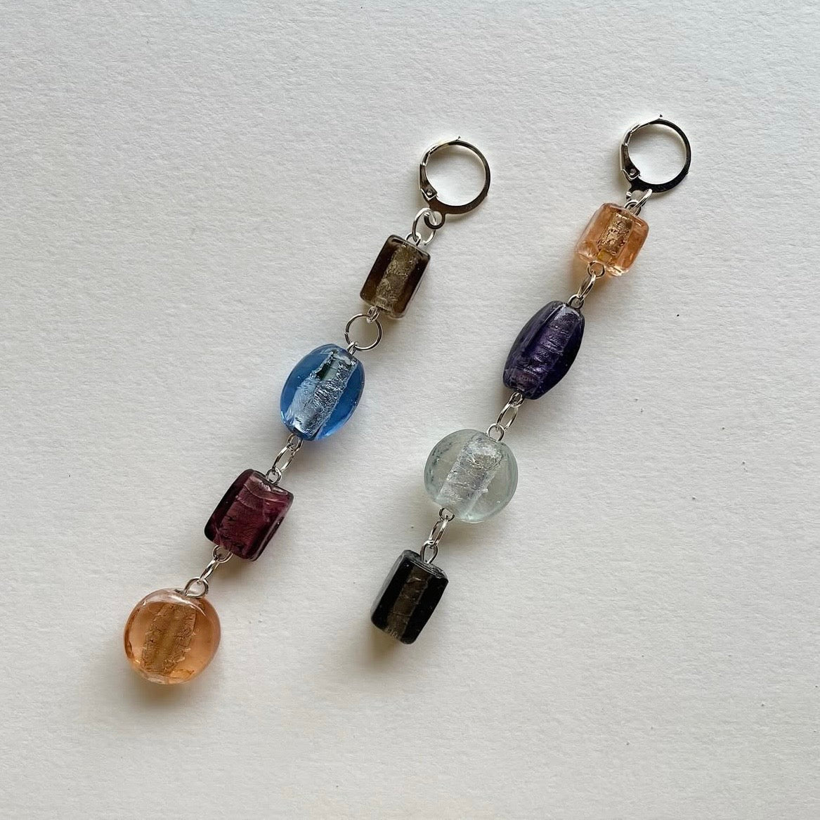 Mismatched foil beaded earrings ✨