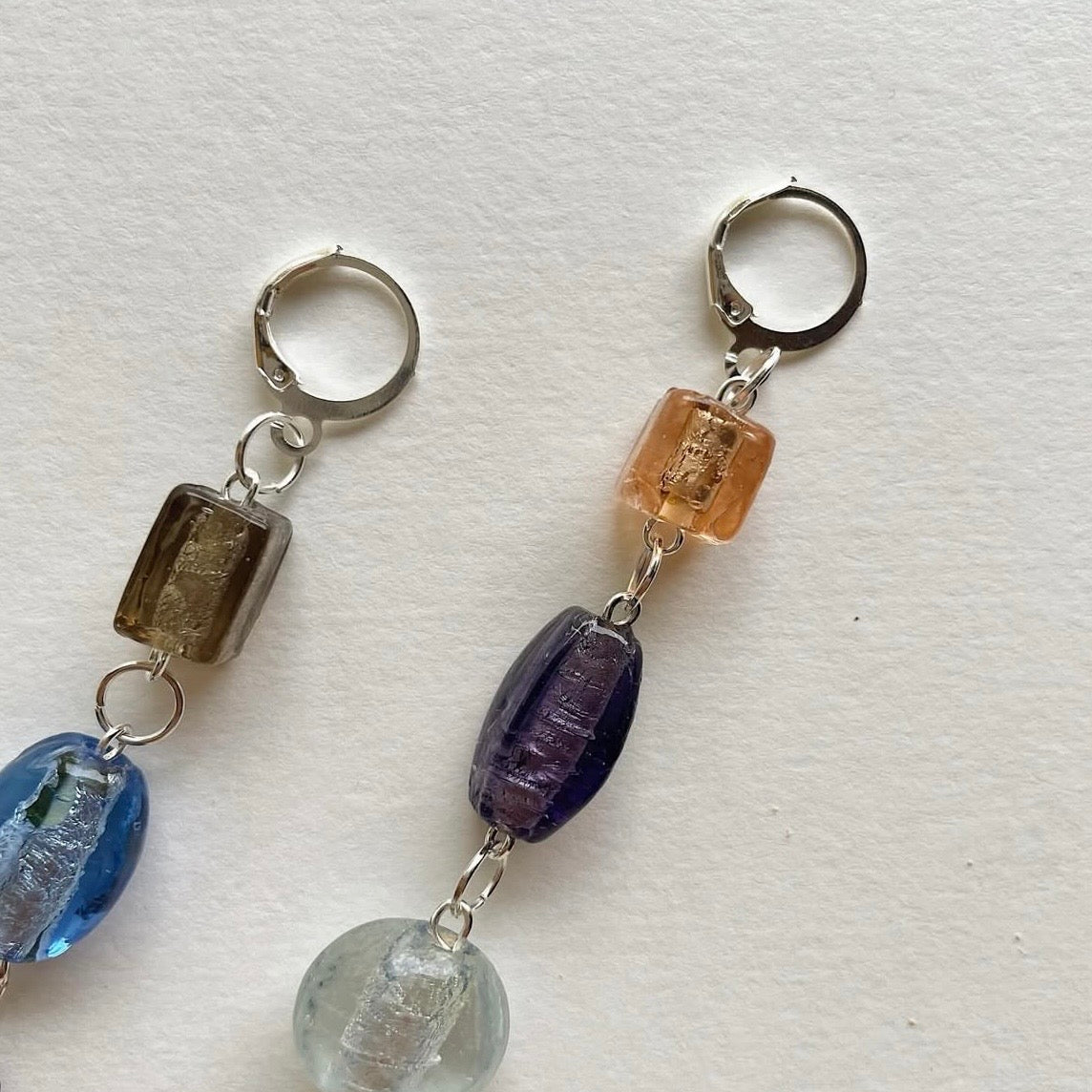 Mismatched foil beaded earrings ✨