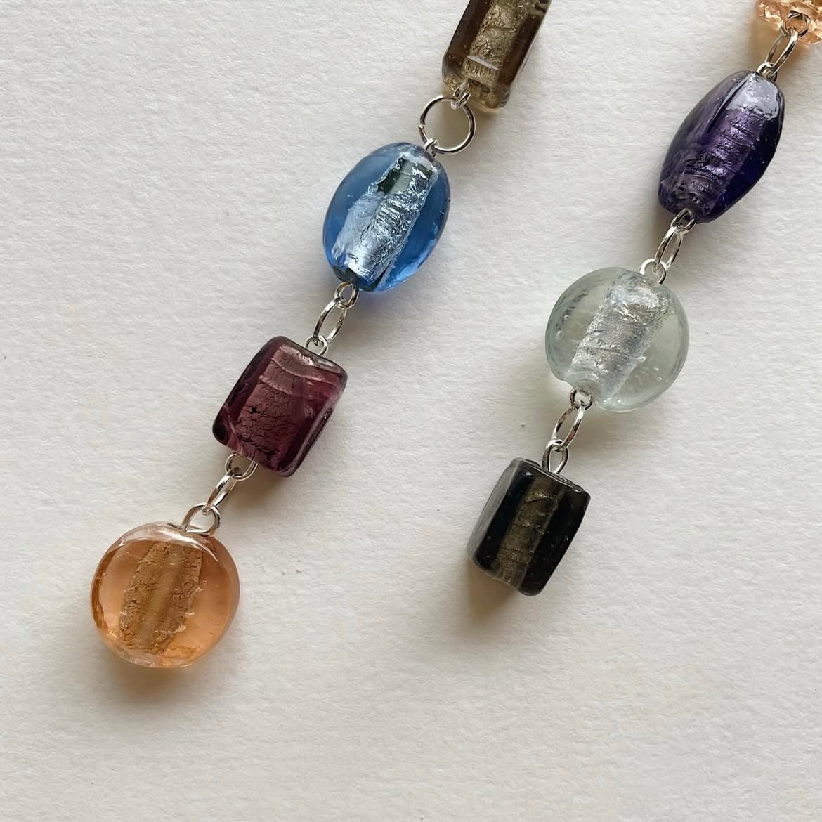 Mismatched foil beaded earrings ✨