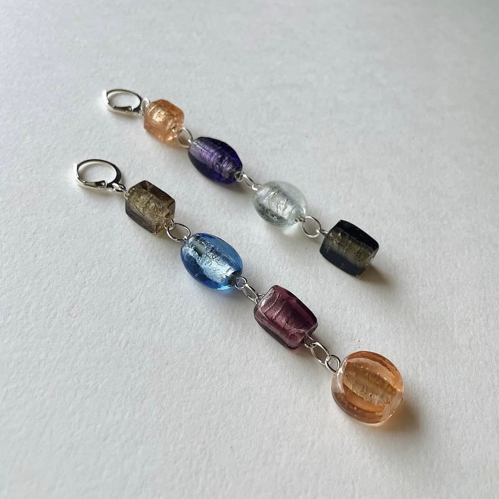 Mismatched foil beaded earrings ✨