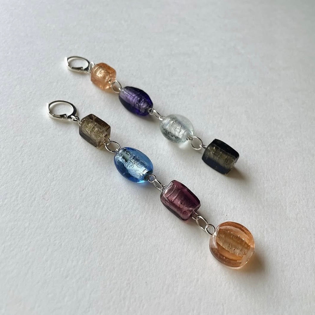 Mismatched foil beaded earrings ✨