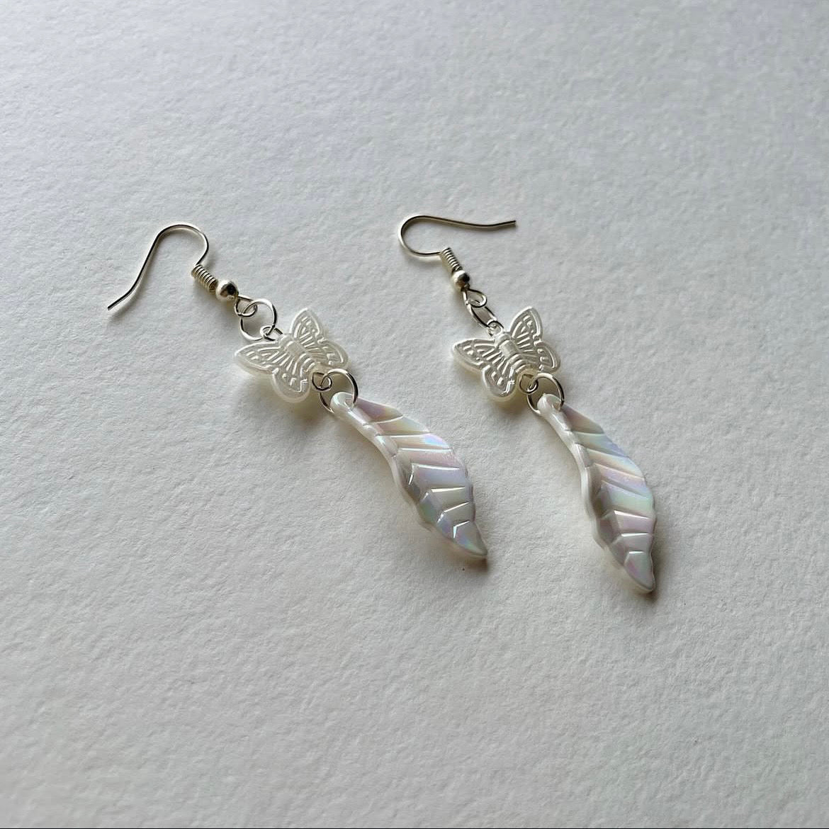 🦋 + holographic leaf earrings ✨