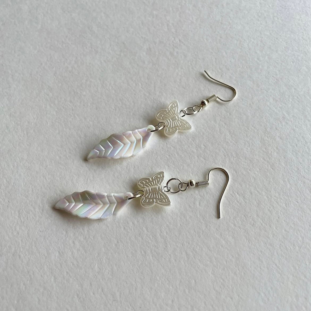 🦋 + holographic leaf earrings ✨