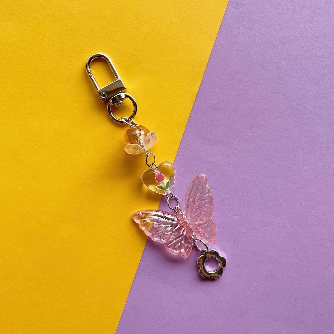 Pink butterfly keychain ✨