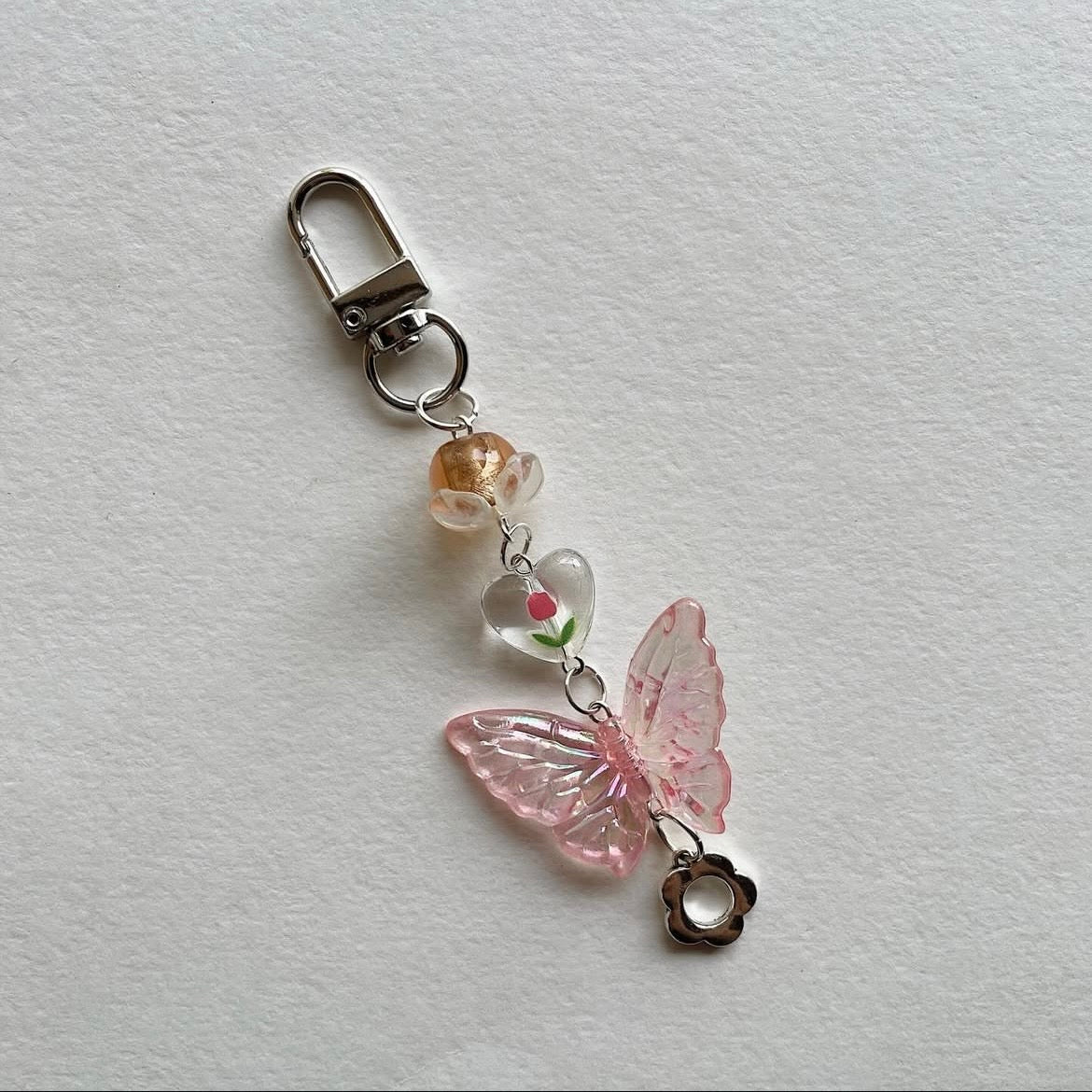 Pink butterfly keychain ✨