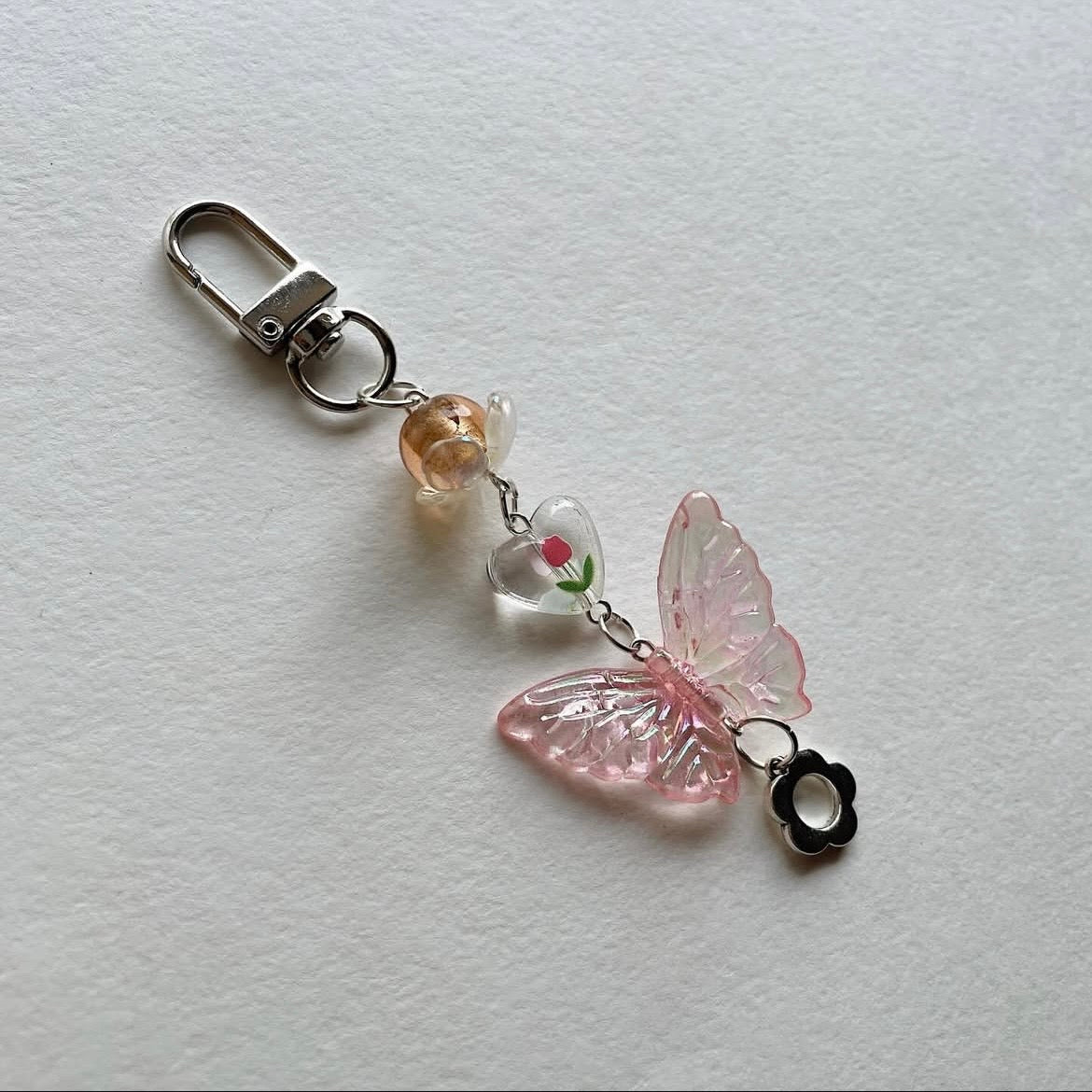 Pink butterfly keychain ✨