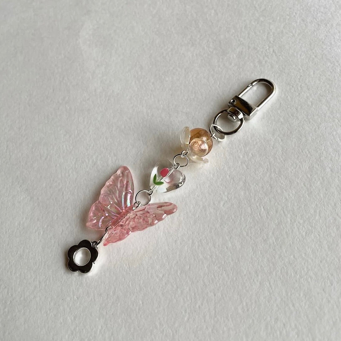 Pink butterfly keychain ✨