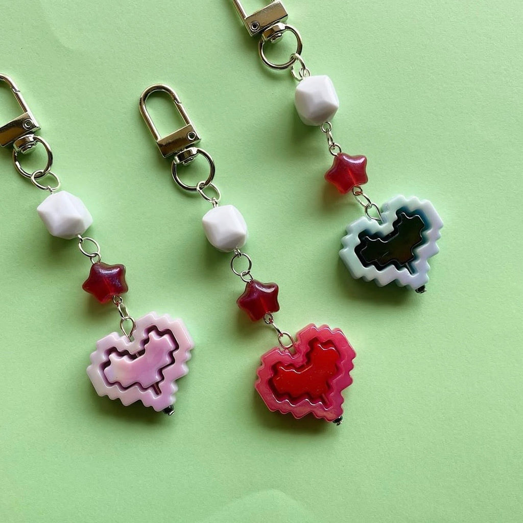 Pixel heart keychains ✨