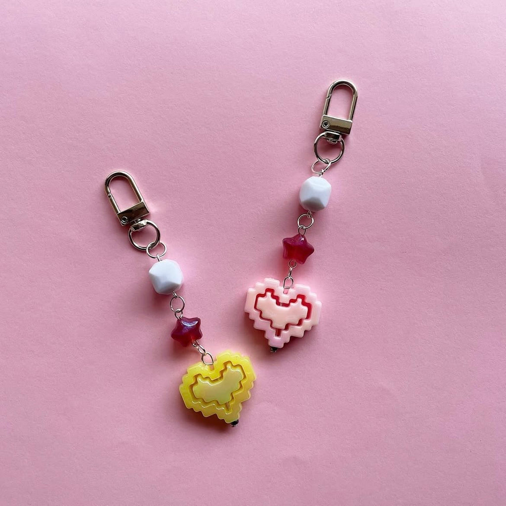 Pixel heart keychains ✨