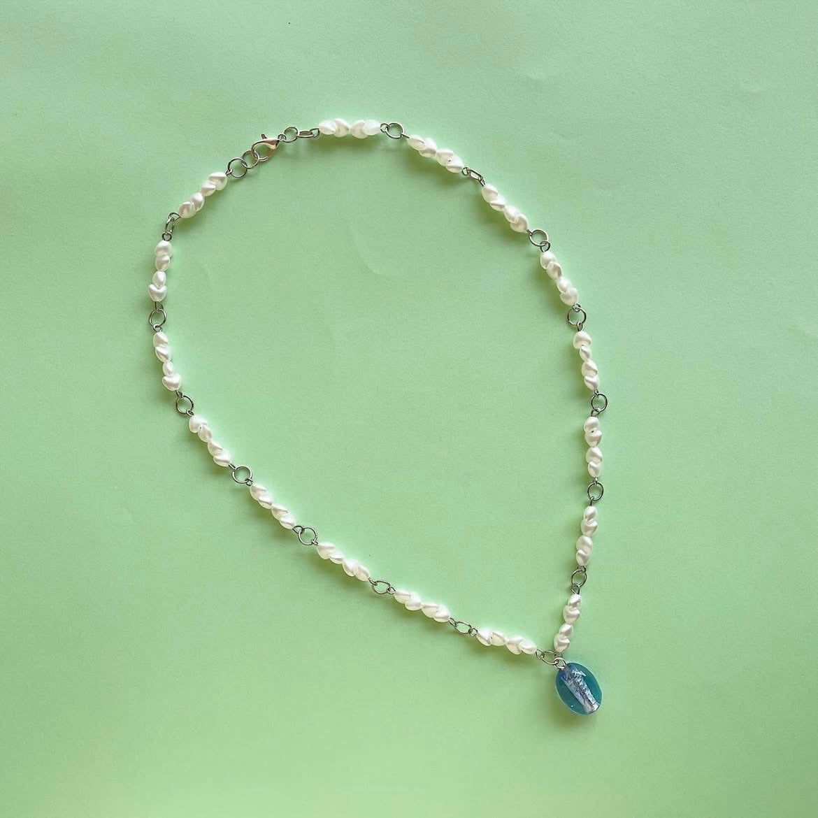 Mini hearts + blue pendant necklace ✨