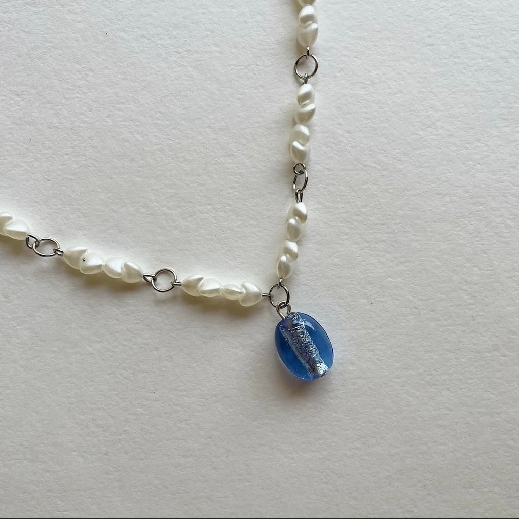 Mini hearts + blue pendant necklace ✨
