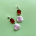 Caramel & rose beaded earrings ✨