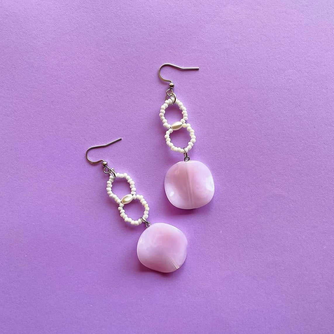 Rose petal beaded earrings ✨