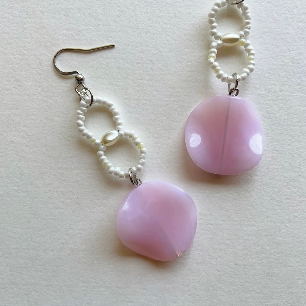 Rose petal beaded earrings ✨